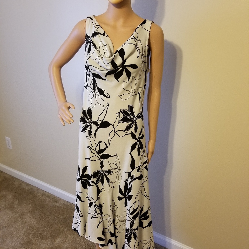 High-low cowl neck dress